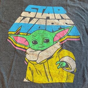 Grogu Mandalorian Star Wars Heather Gray Retro Tee